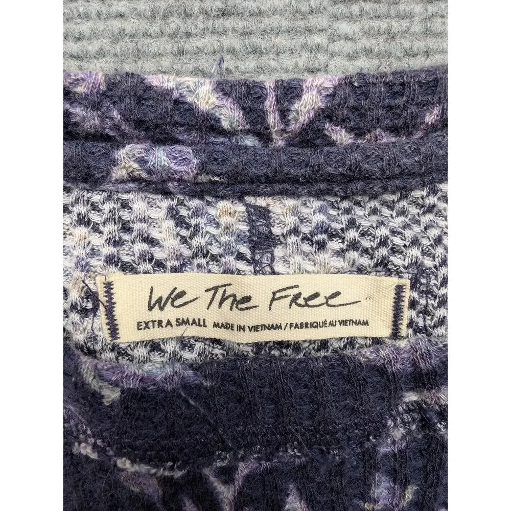 We The Free People Pretty Little Thermal Womens XS Purple Floral Y2K Layer Shirt